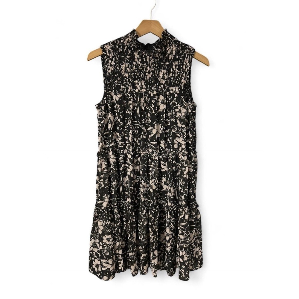 Black Taylor Floral Dress Size Small Sleeveless Fit & Flare Cocktail Party Style